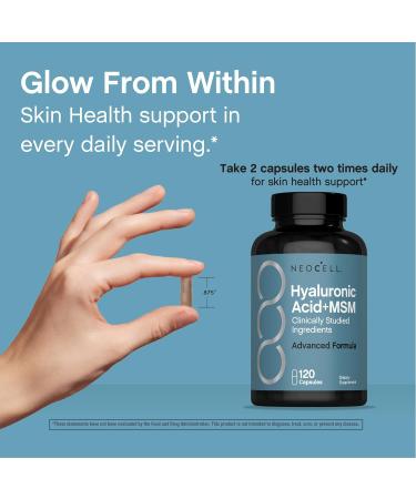 NeoCell Hyaluronic Acid with MSM 1000mg | 120 Capsules | Advanced Formula Supplement | Clinically Studied Ingredients - Buy Online on GoSupps.com