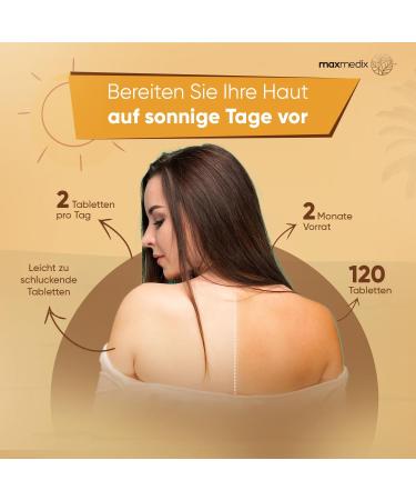 Sunglow Beta Carotene Complex - Vegan Browning Accelerator Tablets | 120 Count for Skin Pigmentation & Oxidative Stress | Rich in Copper Zinc Iodine Vitamin A B3 & B2 - Buy Online on GoSupps.com