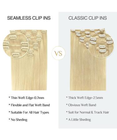 Doores Real Hair Extensions Clip In - Bleach Blonde 45cm 18 Inch 7 Pieces 110g - Seamless PU Clip In Extensions - Buy Online on GoSupps.com