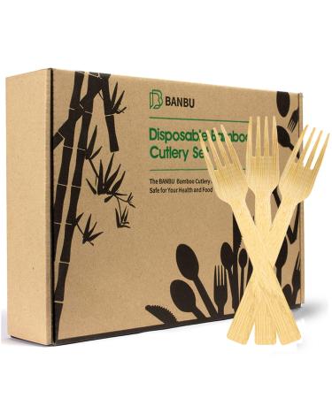 Bamboo Disposable Cutlery - Bamboo Forks 200PCS 6.7" Disposable for Travel Camping Utensils Set 100% Biodegradable Compostable Renewable Fork 200 fork