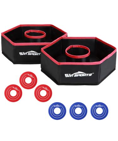 ISANCHA Collapsible Washer Toss Game Set 12" X 12" Include 6 Ring Washers Perfect Game for Party,Beach,Outdoor with Kids and Adults
