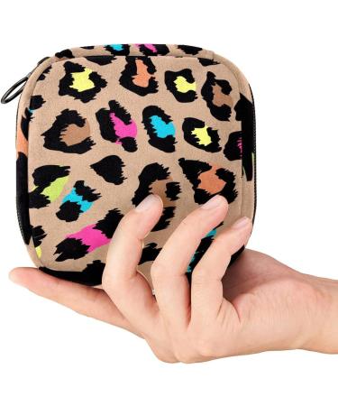 Colorful Leopard Print Sanitary Napkin Storage Bag - Portable Period Kit Pouch for Menstrual Cup, Nursing Pad, Tampons - Feminine Product Holder - Color 8 - Buy Online on GoSupps.com