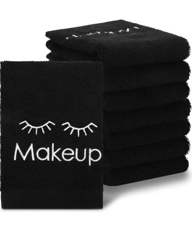 12 Pieces Cotton Makeup Towels Black 13x13 Inches Makeup Washclothes for Face Reusable Makeup Remover Towels Facial Cleansing Wash Cloths Women Face Towel Absorbent Cosmetic Towel (Cute Style)