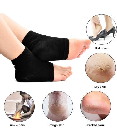 Naapesi Gel Heel Socks - Moisturizing Foot Care Spa Socks for Dry Cracks & Plantar Fasciitis - Open Toe Soft & Ventilated Black - Buy Online on GoSupps.com