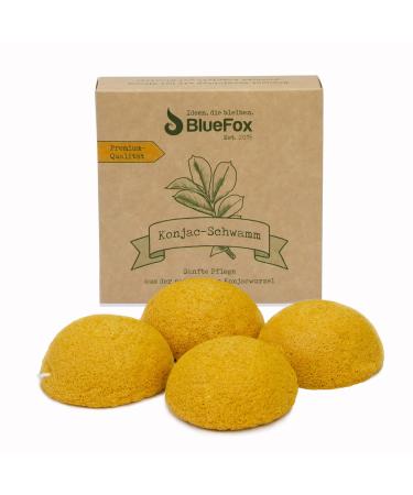 Bluefox konjac swam 4er set turmeric facial cleaning for impure and combination skin facial care make -up organic facial sponge peeling of the skin pure pores cleaning sponge color yellow - Buy Online on GoSupps.com
