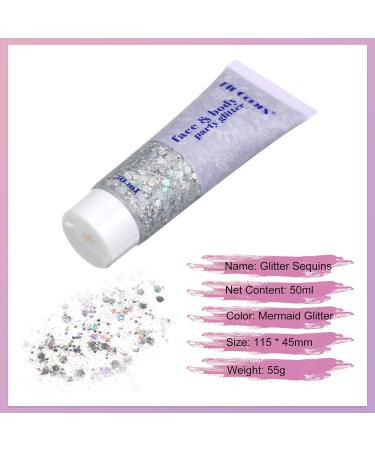 BestAuty Glitter Make-Up Gel 50ml - Long-Lasting Body Glitter for Face Hair Lips & Nails | Silver #5 - Perfect for Festivals & Parties - Buy Online on GoSupps.com