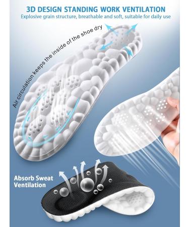 3D Sports Shoe Insoles for Men & Women - MARRDO Plantar Fasciitis Memory Foam Inserts for Running & Shock Absorption (Black XL Size - Buy Online on GoSupps.com