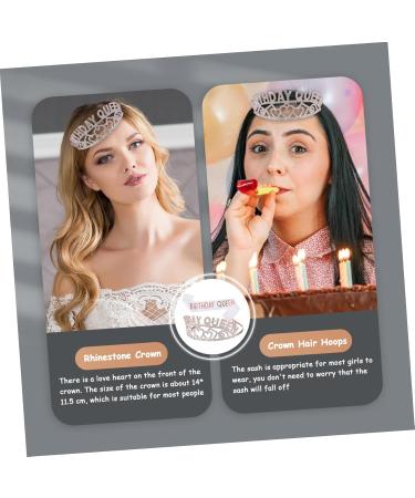 Crown Strap Set Party Tiara Girls Tiara Girl Queen Sash With Sash Girls Prom Headband Birthday Party Supplies Belts for Women Hair Ties for Women Miss Crystal Happy Birthday Cloth - Buy Online on GoSupps.com