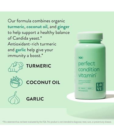Love Wellness Perfect Condition Vitamin | Supports Feminine Wellness, Vaginal & Gut Health | Healthy Candida Cleanse with Coconut Oil, Folic Acid, Turmeric & Boron | 30 Tablets - Buy Online on GoSupps.com