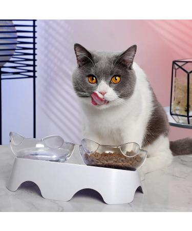 Milifun Elevated Tilted Cat Food Bowls | Anti-Vomiting Orthopedic Kitty Bowls for Indoor Cats - White - Buy Online on GoSupps.com