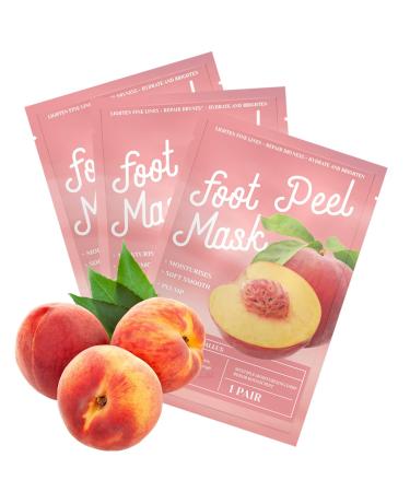 3 pair of foot mask foot peeling mask corneal remover socks for soft and smooth baby feet cornea and dead skin remove repair of rough heels idea for men and women - peach peach