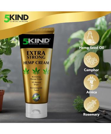 5kind Extra Strong Hemp Cream 100ml - High Strength Hemp Oil Formula - Joint & Muscle, Back Pain, Relief for Sore Muscles, Soothe Feet, Knees, Neck, Shoulders - Rich in Natural Extracts - Buy Online on GoSupps.com