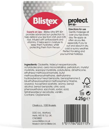 Blistex Ultra Lip Balm with SPF 50 Plus Lip Protection from UVA and UVB Rays 4.25 g (2 Pack) 2.13 g (Pack of 2) - Buy Online on GoSupps.com