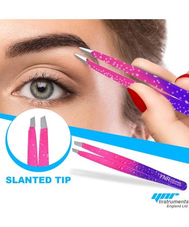 YNR Fine Point Slant Tweezers Women and Men Splinter Ticks Facial Chin Hair Brow and Ingrown Hair Removal Set Sharp Needle Nose Pluckers - Buy Online on GoSupps.com