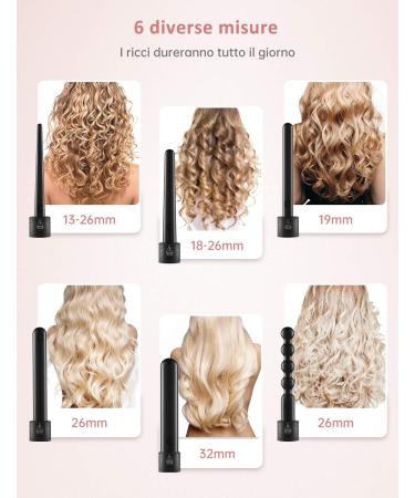 LOETAD 6-in-1 Curling Iron with LED Screen - Adjustable Temperature 80 C to 230 C Tourmaline & Ceramic for Perfect Curls | International Shipping - Buy Online on GoSupps.com