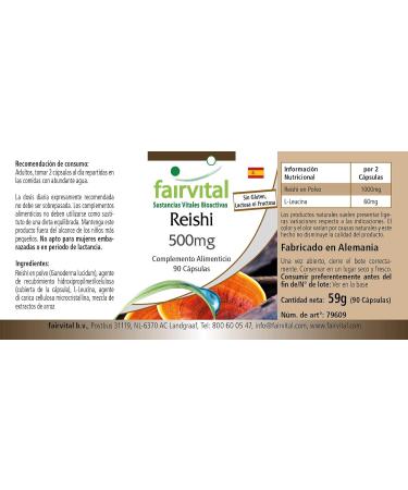 Fairvital | Reishi 500mg powder Ling Zhi 90 capsules - Buy Online on GoSupps.com