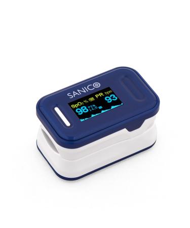 Sanico pulseximeter-digital device for measuring heart rate European brand perfusion index and blood oxygen saturation Spo2-6-fully adjustable color display-with batteries