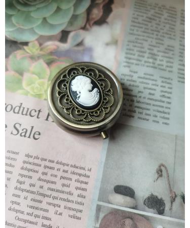 Portable Bronze Pill Box Organizer - Decorative Metal Medicine Holder | Unique Creative Gift for Women - Buy Online on GoSupps.com