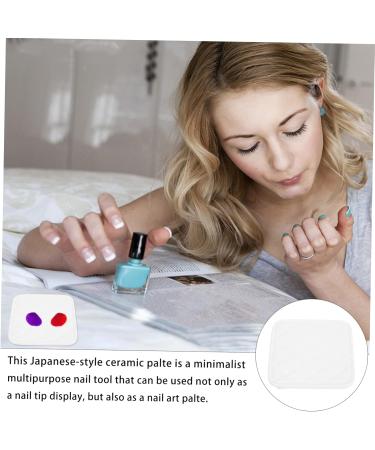  SOESFOUFU Nail Palette Oil Painting Nail Mix Nail Art Tray Cosmetic Mix Color Mixing Tray Nail Art White Foundation Ceramic Mix - Buy Online on GoSupps.com