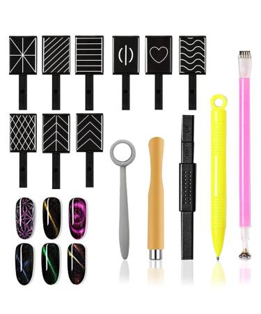 Toatelu nail art tool magnetic pencil: 14 pieces nail magnet tool 3d cat eye magnetic magnet stick nail art magnet pencil set cat eyes magnet stick for the diy cat eye manicure