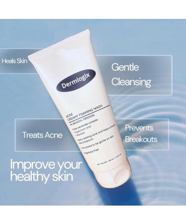Dermlogix Creamy Acne Foaming Wash 4% Benzoyl Peroxide Face Wash With Hyaluronic Acid & Ceramides Gentle Daily Acne Skin Care 6.76 Fl Oz - Buy Online on GoSupps.com