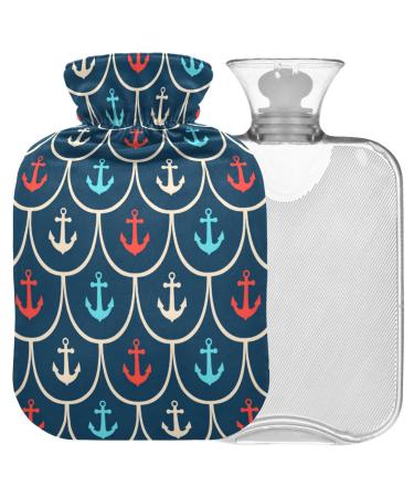 Naanle mermaid shed anchor hot bottle with reference transparent hot water bottle 2l large hot hot water bottle for bed hand feet heat pain relief heat and cold therapy