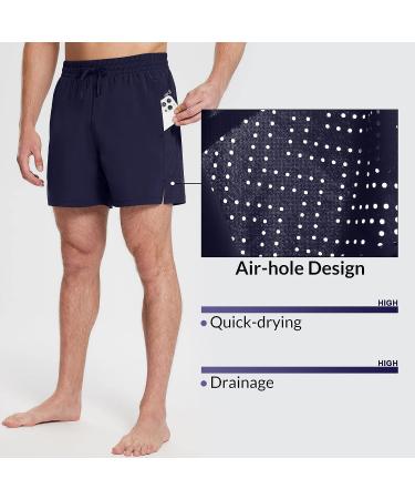 BALEAF Men's 5 Inch Swim Trunks with Compression Liner, Quick Dry 2-in-1 Shorts, Large - Dark Blue - Buy Online on GoSupps.com