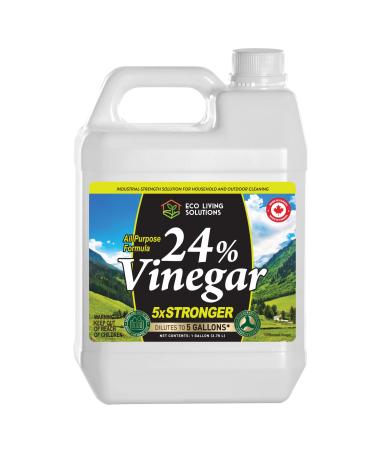 Eco Living Solutions 24% Pure Vinegar | For Home & Garden | 5X Stronger Than Vinegar | Concentrated Industrial Grade Cleaning Vinegar | Bleach Ammonia and Harmful Chemical Alternative - 1 Gallon