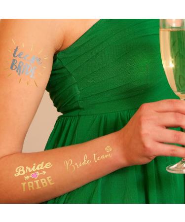 Bachelorette Party Favors 60PCS Temporary Tattoos - Metallic Gold & Silver Mr Mrs Design for Bridal Shower, Hen Party, Wedding - Bride and Groom Team Bride - Buy Online on GoSupps.com