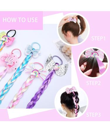 Set Of 8 Colorful Braid Hair Ties Ponytail Elastic Bands Bow Ties Colorful Synthetic Wigs Hair Accessories For Girls Suitable For Prom Party Cosplay - Buy Online on GoSupps.com