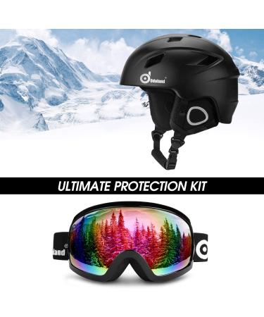 Odoland Snow Ski Helmet and Goggles Set - Sports Protective Gear for Skiing and Snowboarding - Black - Size S (21-22''/54-56cm) - Buy Online on GoSupps.com