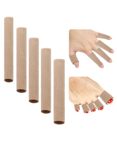 WLLHYF 5 Pieces Toe Separator Soft Gel Toe Protectors Toe Caps Closed Toe Surface Fabric Sleeve Protectors Toe Spacers Bunion Pads Prevent Pain Relief for Women Men Blisters Corns Toes and Fingers