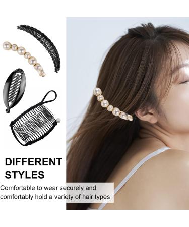 4 Pieces Banana Hair Clips Double Comb Banana Clips Fishtail Banana Clips Pearl Banana Clips Clincher Combs Banana Clips Vintage Hair Clip Accessories Headwear DIY Hairstyles for Thick Hair. - Buy Online on GoSupps.com