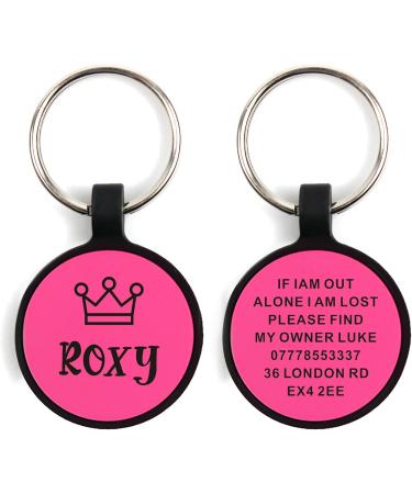 Dog Tag Personalised Dog Name Tag Custom Dog ID Tag Dog Tags for Pets Engraved Silicone Dog Tag for Cat Pet Dog Puppy Personalised Dog Collar for Cats Dogs (Pink Round) - Buy Online on GoSupps.com