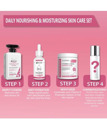 Rose Non-Foaming Hydrating Facial Cleanser with Ceramides - 16 FL OZ | Gentle Makeup Remover for Women | Family-Friendly Hydration & Purification - Buy Online on GoSupps.com