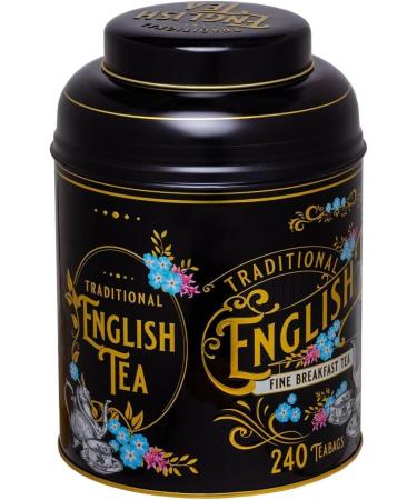 New English Teas Vintage Victorian Tea Tin in Black with 240 English Breakfast Teabags - Buy Online on GoSupps.com