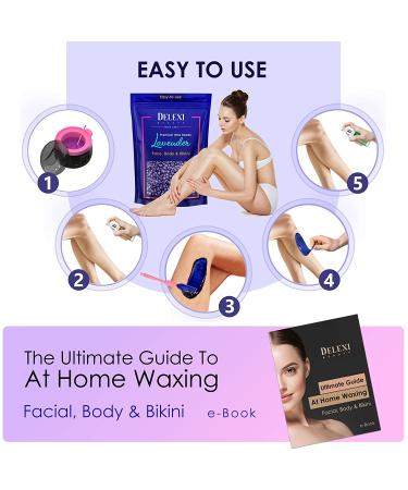 DELEXI Lavender Hard Wax Beads 1.2 lb - Painless Hair Removal for Bikini, Brazilian, Legs, Armpit, Eyebrows & Facial - Suitable for Sensitive Skin - No Strips Needed - Buy Online on GoSupps.com