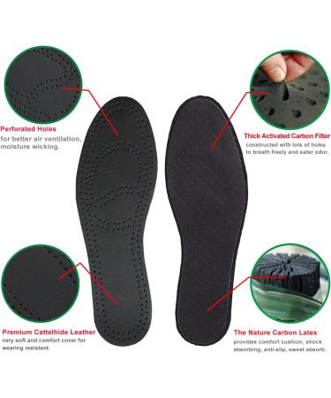 Black Leather Insoles for Men's Boots | Nonslip Thin Shoe Pads with Activated Carbon | Odor Eaters | 3 Pairs (Men's US 10-10.5 - Buy Online on GoSupps.com