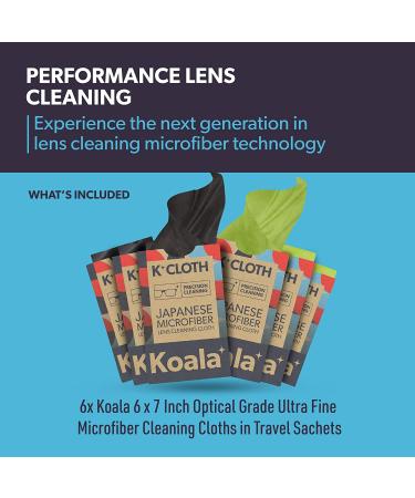 Koala Lens Cleaning Cloth 6 Pack - Japanese Microfiber Glasses & Screen Cleaner for Multi-Coated Lenses - Safe for Eyeglasses & Cameras - Black & Green - Buy Online on GoSupps.com
