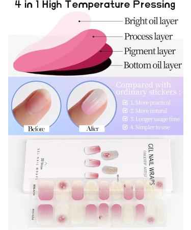 Kalolary 20PCS Gel Nail Polish Strips Nail Gel Art Sticker Full Nail Wraps Decals with Nail File and Stick for Women Girls Nail Art Decor (UV/LED Lamp Required) (F) - Buy Online on GoSupps.com