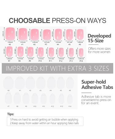 AILLSA Press on Nails Short - Soft Gel Square Fake Nails Kit | 15 Sizes, 30 Pcs, Lightweight & Comfortable | Reusable Glue On Nails | Mothers Day Gift - Cherry Pink - Buy Online on GoSupps.com