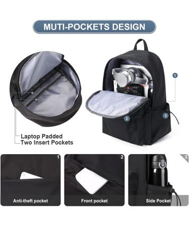 PAUBACK Black School Backpack for Girls - Water Resistant, Lightweight Book Bag for Teens - Simple Middle School Daypack - Buy Online on GoSupps.com