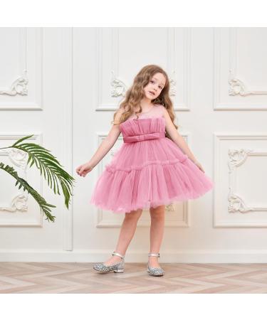 Miipat Baby Girl Tulle Dress with Headband | Sleeveless Princess Party Dress for Toddler Girls | 18-24 Months Dustpink - Buy Online on GoSupps.com