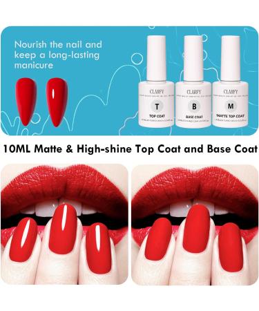 CLARFY 10ML Gel Nail Polish Kit 20+3 Spring Summer UV Nail Polish with Base Matte and Glossy Top Coat Set Red Pink Purple Blue White Safe Nail Polish for Nail Art Home DIY Salon Gifts for Girl - Buy Online on GoSupps.com