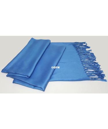 GFM Smooth Shiny Surface Pashmina Style Scarf - Medium Blue - Buy Online on GoSupps.com