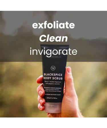 ManCave Blackspice Body Scrub 200ml for Men | Exfoliating Scrub with Pumice and Charcoal Powder | Vegan Friendly | Made in England | Warm & Woody Aroma - Buy Online on GoSupps.com