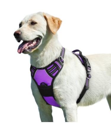 Eagloo dog harness Large dogs anti -train dog harness with reflex strips and control adjustable and adjustable dish Dog large chest harness for labrador purple l l (1 Pack) purple