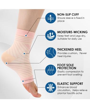 4 Pairs Neuropathy Socks Plantar Fasciitis Foot Compression Support Anti-Slip Breathable Soothe Socks - Men & Women - Sports Injury Recovery - Arch Support - Pain Relief - L Pink - Buy Online on GoSupps.com