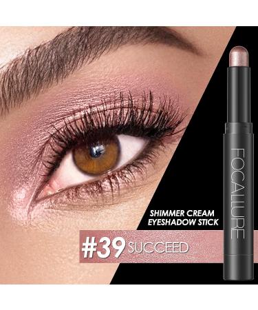 FOCALLURE Shimmer and Matte Cream Eyeshadow Stick - Long Lasting Waterproof Eye Shadow Pen for Women - High Pigment Eye Highlighter and Liner Makeup (SUCCEED) - Buy Online on GoSupps.com