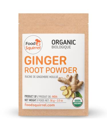 Organic Ginger Root Powder 2oz (56g) - High in Gingerols & Polyphenols Raw from India Warm Earthy & Sweet Culinary Spice Perfect for Asian & Indian Cuisine - 100% Organic Ground Raw Ginger Root Ginger Powder 2oz (56g)